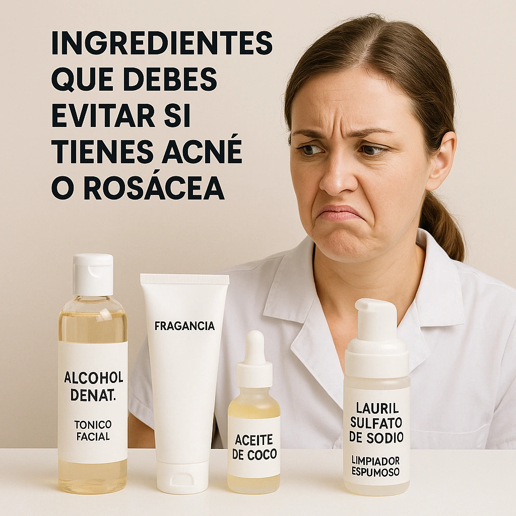Ingredientes que debes evitar si tienes acné o rosácea