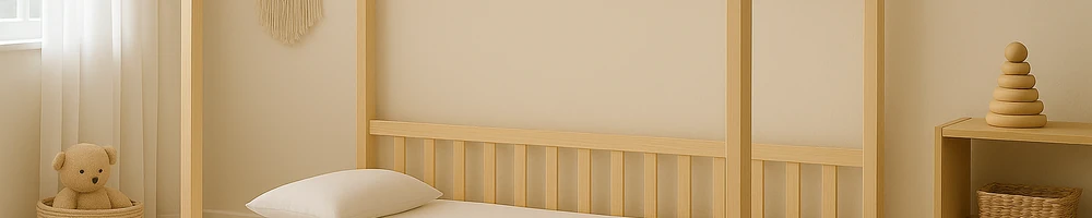 Cama montessori baja estilo casita para habitación infantil