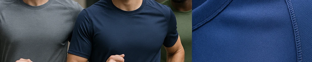 Camiseta de deporte para hombre en primer plano, ideal para entrenar y correr