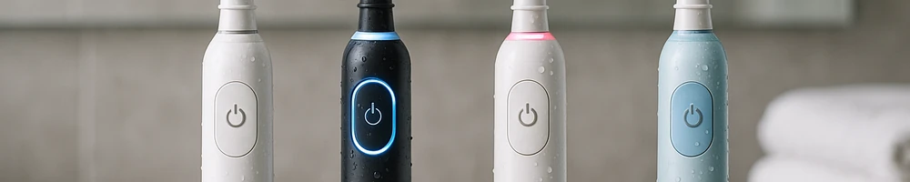 Cepillo de dientes eléctrico sobre lavabo