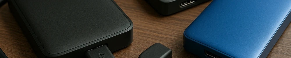 Disco duro externo portátil conectado a un ordenador