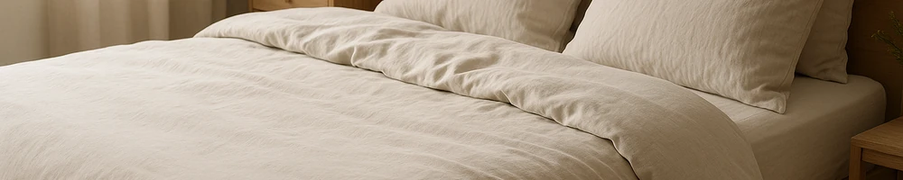 Fundas nórdicas en diferentes colores y texturas sobre una cama