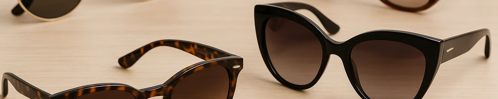 Gafas de sol de mujer en primer plano, detalle de montura y lentes