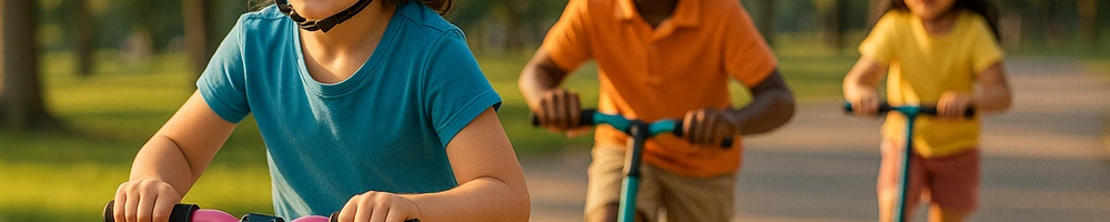 Patinete para niño en parque, ideal para primeras aventuras
