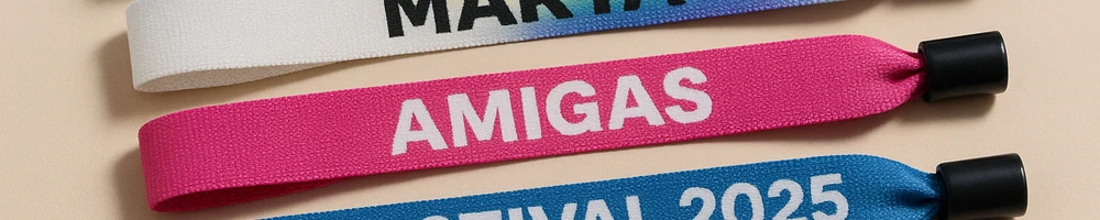Pulseras de tela personalizadas en varios colores y cierres ajustables