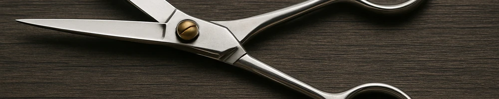 Tijeras de peluquería profesionales sobre mesa de trabajo