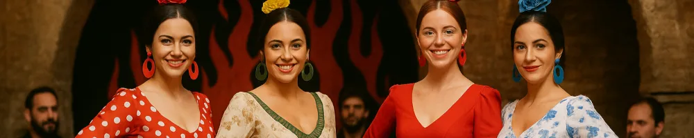 Ilustración de trajes de flamenca
