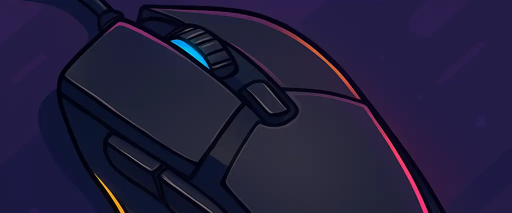 Ilustración de ratón gaming estilo cartoon para videojuegos